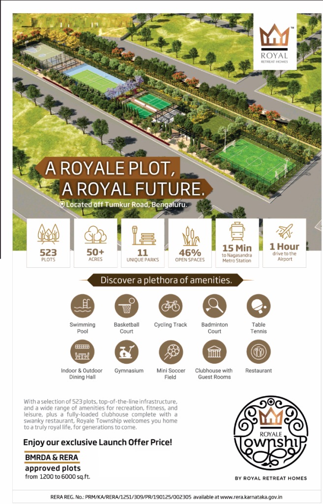 Enjoy our exclusive launch offer price at Royale Township in Bangalore Update